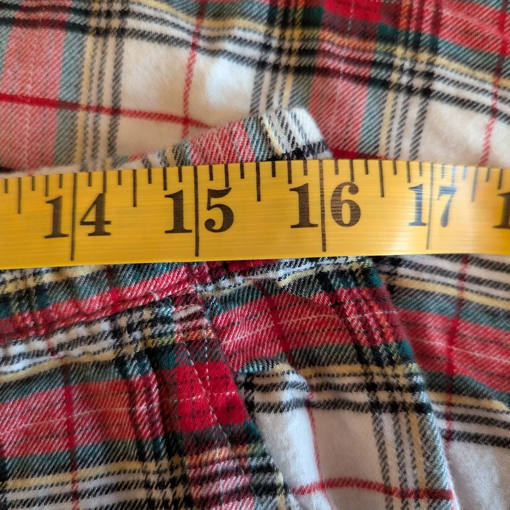 🌲GAP🌲 WOMEN'S WHITE RED TARTAN PLAID FLANNEL RELAXED PJ SET MEDIUM WORN ONCE! - Picture 9 of 12